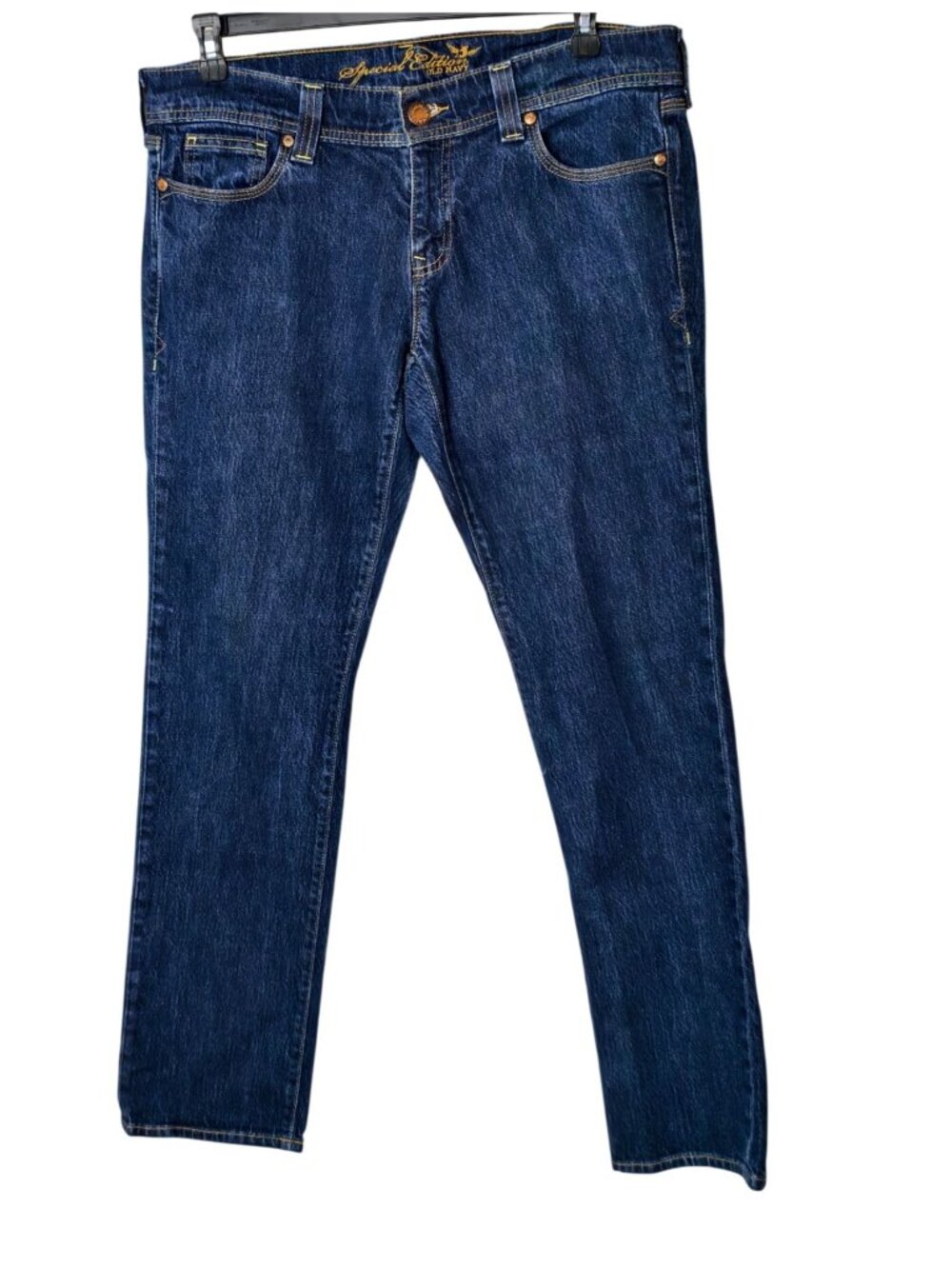 Old Navy Womens 14R Jeans Special Edition Denim Straight Leg Dark Wash Grunge